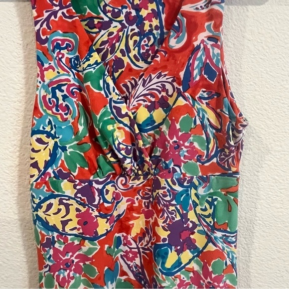 Lauren Ralph Lauren bright colored surplice front dress size xsmall - Picture 4 of 8